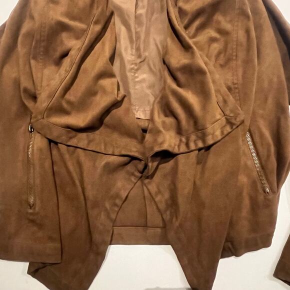 Cupcakes and Cashmere Jacket Womens Medium Vegan Suede Cardigan Waterfall Brown - Picture 3 of 8